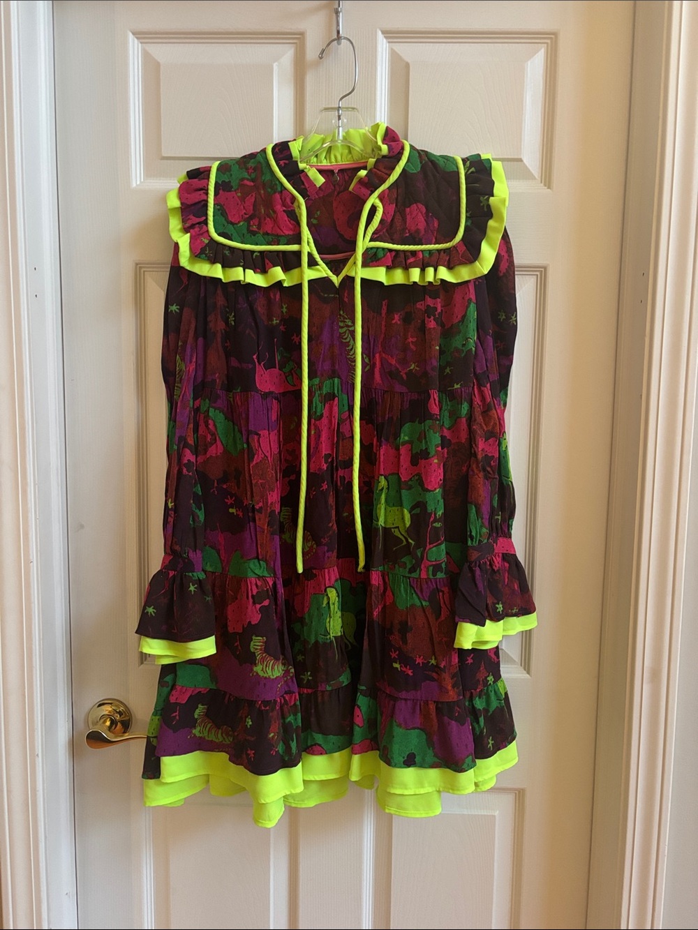 Celia B Neon Trim Purple & Green Women’s Mini Dress